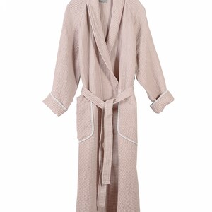 High quality unisex 100% linen bathrobe Rose