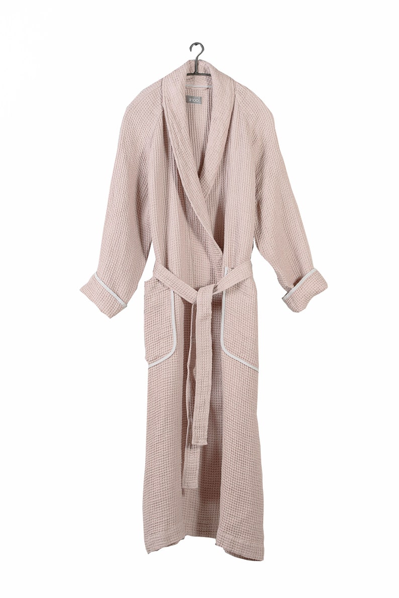 High quality unisex 100% linen bathrobe Rose