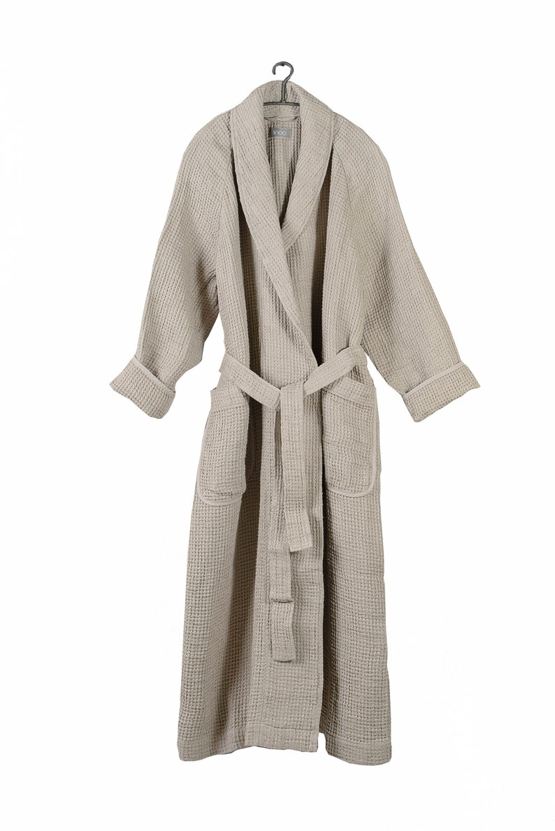 High quality unisex 100% linen bathrobe Natural