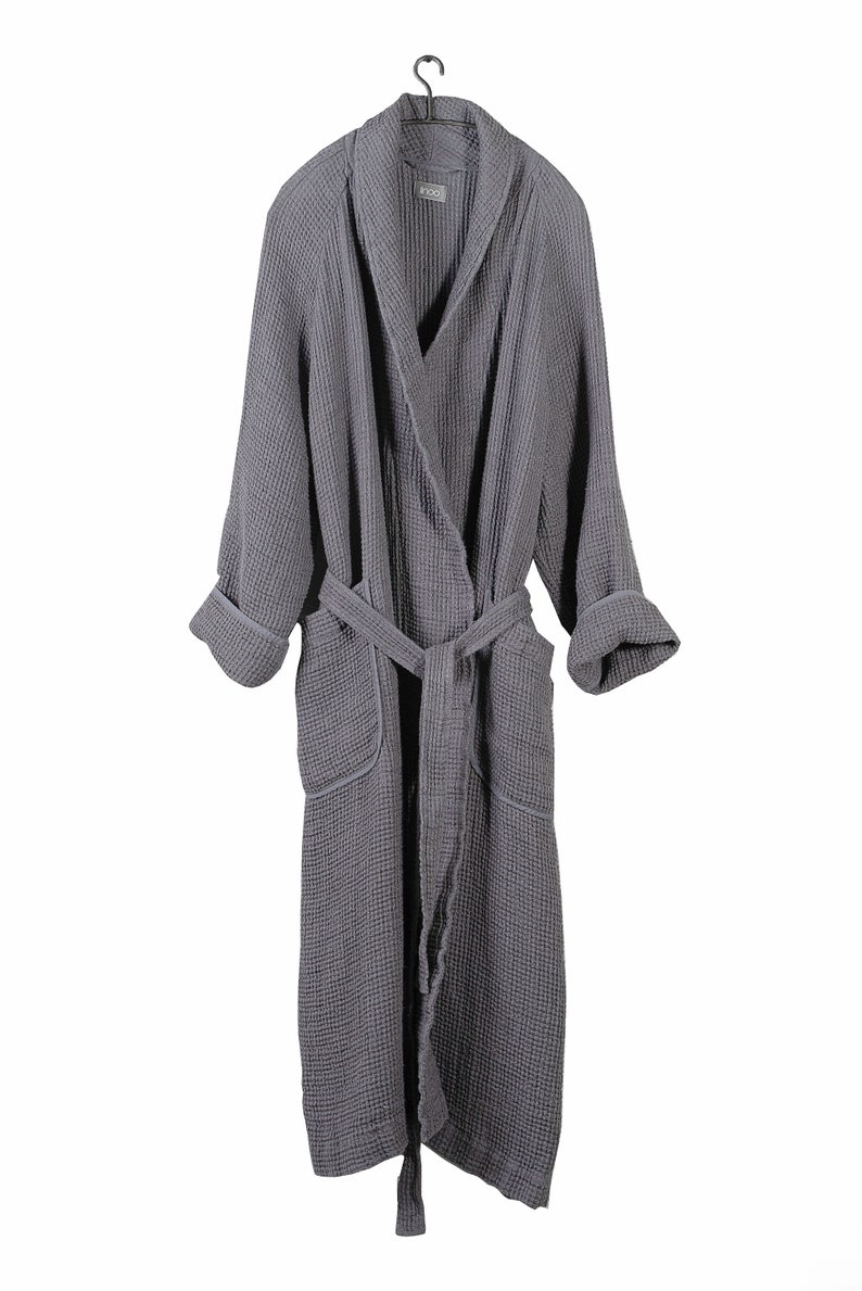 High quality unisex 100% linen bathrobe image 8