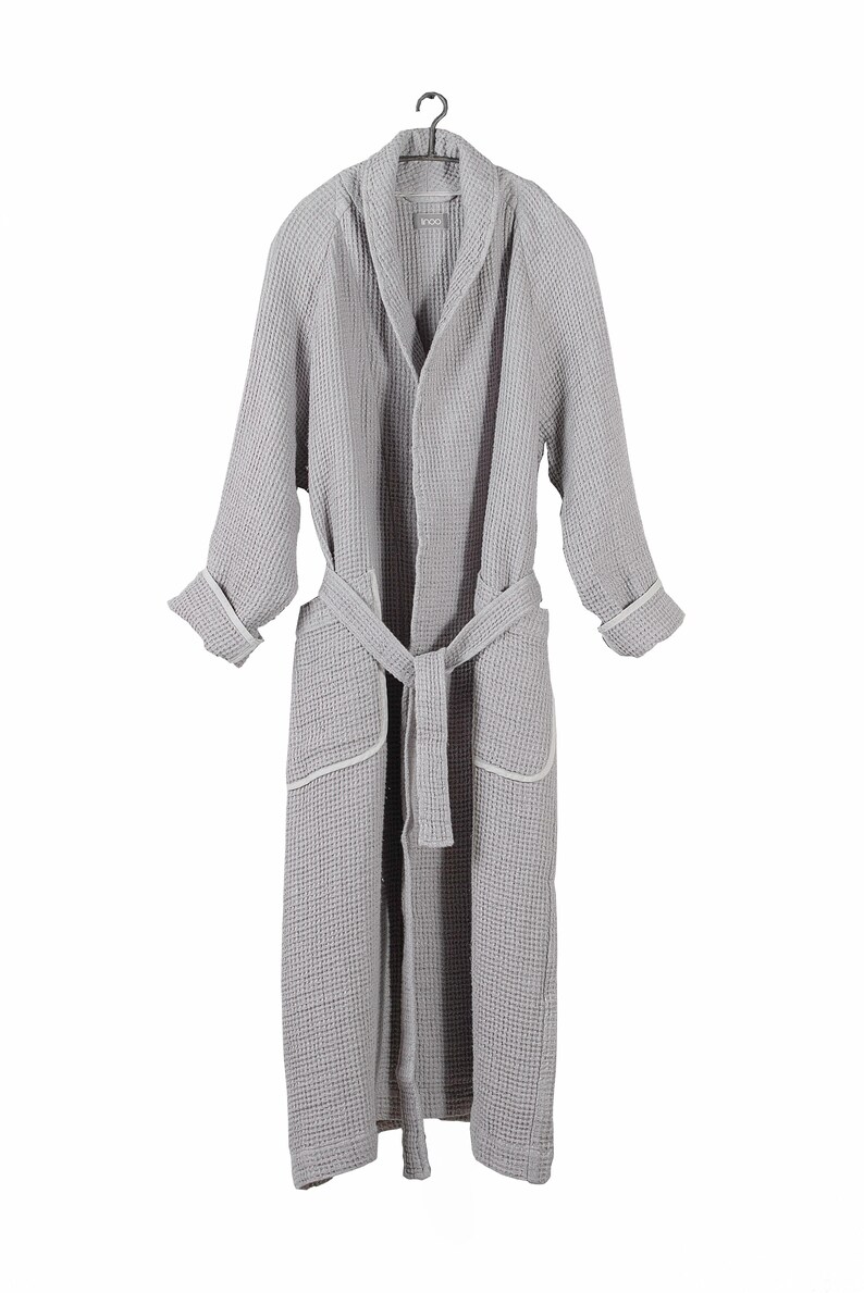 High quality unisex 100% linen bathrobe Grey