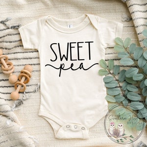 Sweet Pea Onesie®, Cute Baby Onesie®, Baby Shower Gift, Coming Home, Natural Bodysuit