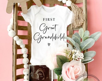 First Great Grandchild Onesie®, Grandparents Onesie®, Pregnancy Announcement, Bodysuit