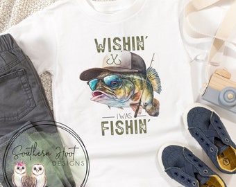 Wishin' I Was Fishin' Shirt, Fishing Onesie , Bass Fishing Shirt, Toddler Shirt, Biggest Catch Shirt, Gone Fishin', Daddys Boy, Baby Gift