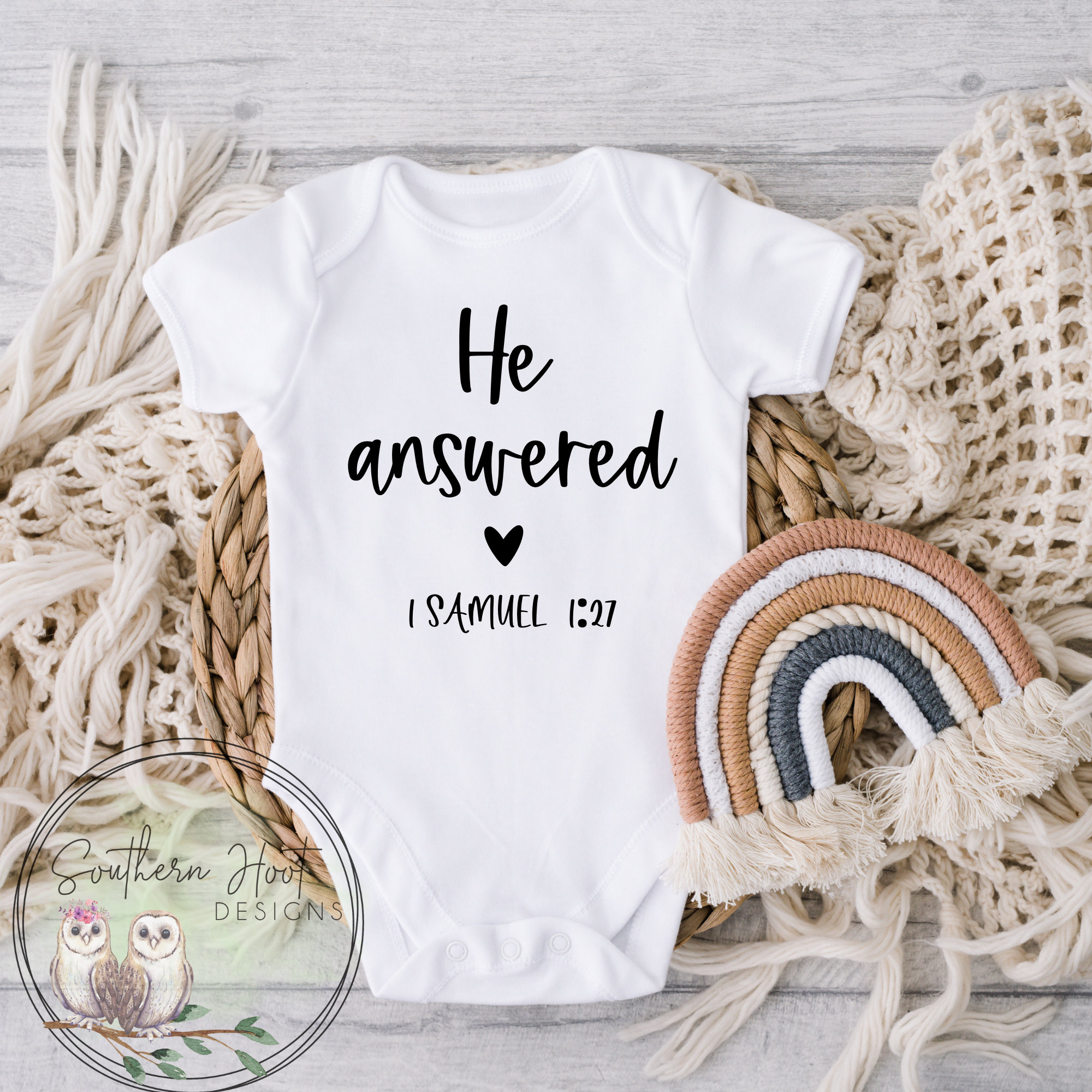 He Answered Onesie Birth Announcement Onesie Pregnancy