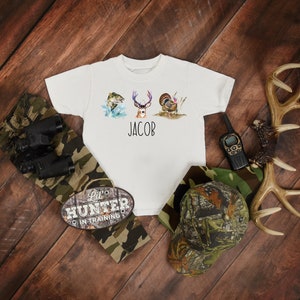 Personalized Hunting Trio Shirt, Fish, Deer and Turkey Shirt, Boy Onesie®, Hunting Shirt, Toddler Shirt, Outdoors Shirt, Country Shirt