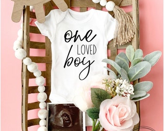 One Loved Boy Onesie®, Baby Onesie®, Pregnancy Announcement, Bodysuit