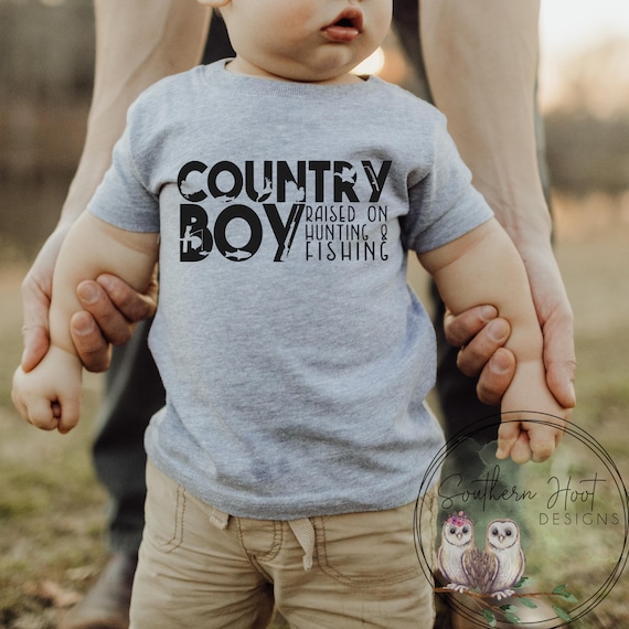 Country Boy Shirt, Raised on Hunting and Fishing Shirt, Country Boy  Onesie®, Cowboy Shirt, Little Boy Shirt, Little Farmer Shirt, Farm Shirt 