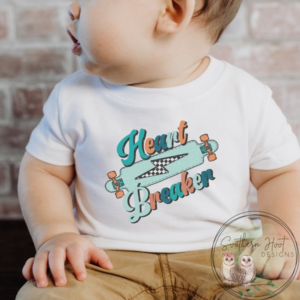 Heart Breaker Shirt, Skater Shirt, Valentine's Day Onesie®, Love Shirt, Funny Shirt, Valentines Shirt, Boy's Shirt, Bodysuit, Toddler Shirt