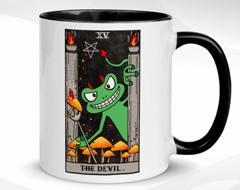 Tarot Frog The Devil Mug | Frog Mushroom Mug | Witchy Mug