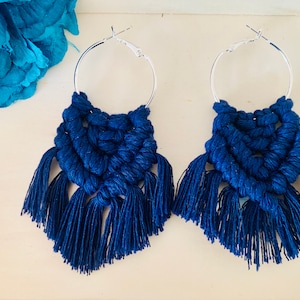Macrame hoop earrings | Fringe earring | boho earring | Small hoops | macrame accessories | Handmade jewelry | Gift for her | Ready to ship