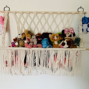 Macrame Toy Hammock, Toy Bin, Stuffed toy/Squish mallow organizer, boho Nursery and Kids Room Décor, Room Organizer, Toy storage/holder/Net