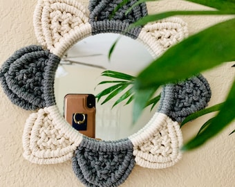 Macramé Mirror Mandala Wreath Macrame Wall Mirror, Macrame Flower Mirror, Wall Hanging, Decorative Mirror, Macrame decoration