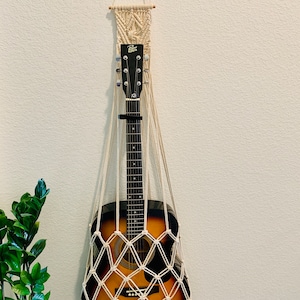 Handmade Macrame Ukulele Guitar Hanger/Holder, Boho Guitar Display, Wall Décor, Guitarist Gift, Instrument Hanger, Acoustic Guitar Stand