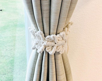 Macrame Curtain Tie Back, Boho Curtain Holdback, curtain décor Accessory, Decorative Holdback, Minimalist Décor, Modern Window Treatment