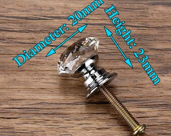 20-40mm Diamond Shape Design Crystal Glass Knobs Cupboard Drawer Pull Kitchen Cabinet Door Wardrobe Handles Hardware