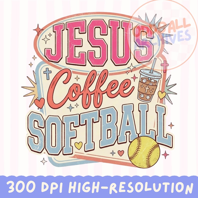 Jesus Softball PNG, Christian Softball Shirt Design, Retro Jesus Coffee ...
