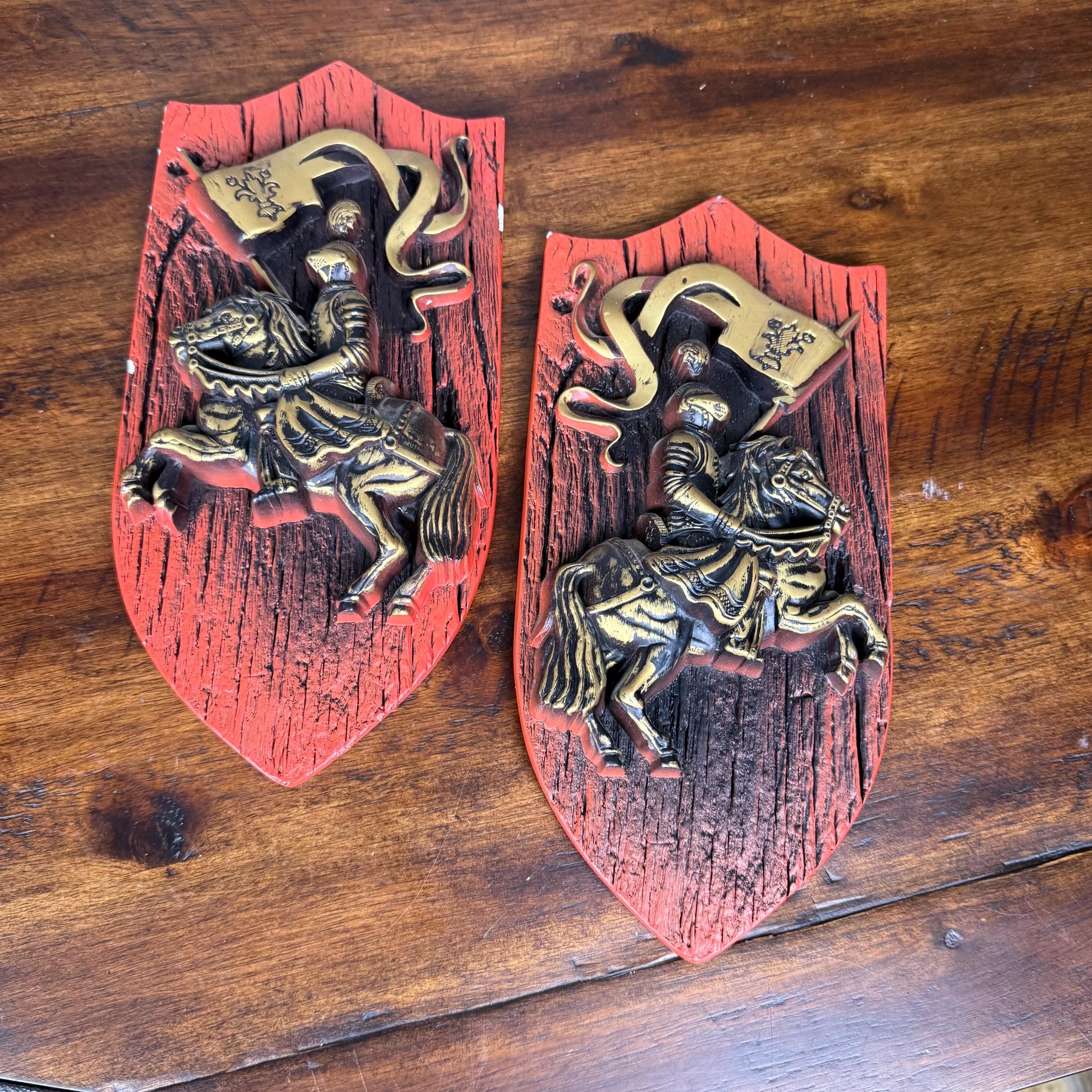 イギリスハンドメイドMarcus Designナイト騎士プラーク壁掛けビンテージ レリーフ壁掛け彫刻 MARCUS DESIGNS knight Vintage MARCUS