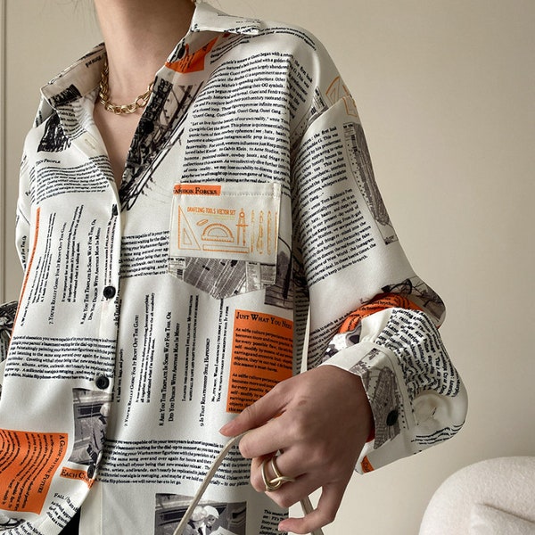 Trendy Abstract Print Button Down Shirt