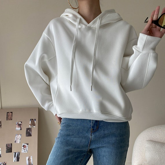 Cropped plain hoodie sale