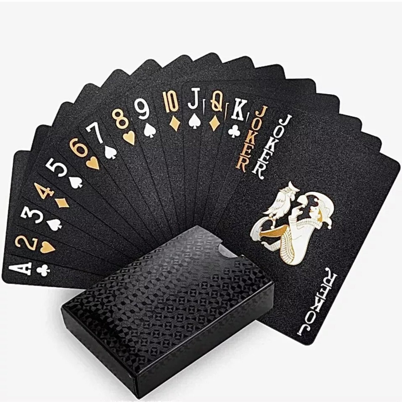 Cartes de jeu de Poker en plastique imperméable, feuille d'or/argent noir  et argent, USA -  France