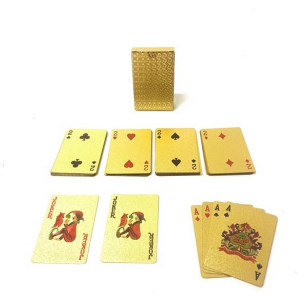 NEW Gold/Red/Black Foil Waterproof Plastic Playing Poker Deck Game Cards