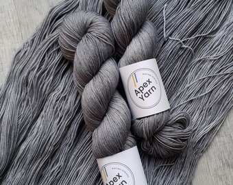 Who Needs Wings - Grey - Hand dyed yarn - Superwash Sock 75 Merino 25 Nylon, 4 ply fingering weight 100g