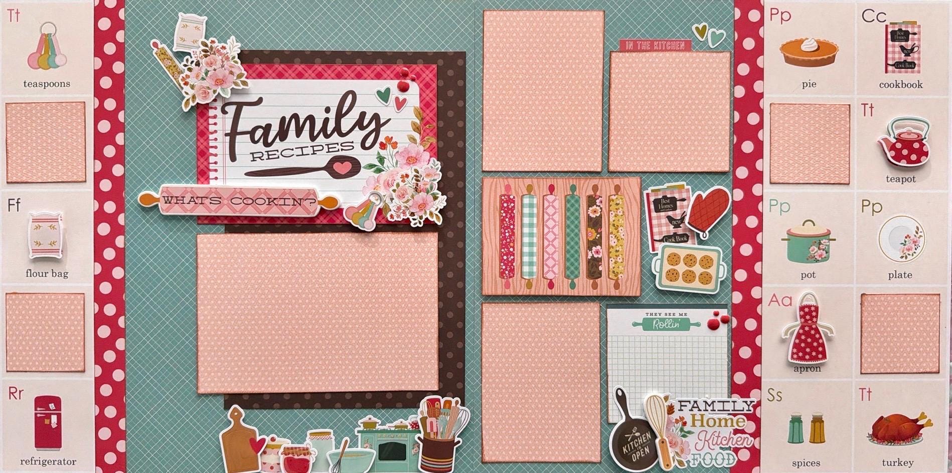 Family Recipes 12x12 Scrapbook Page Layout Kit - Etsy