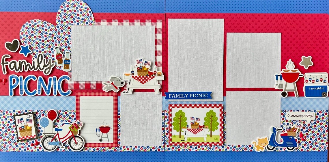 Family Picnic 12x12 Scrapbook Page Layout Kit - Etsy