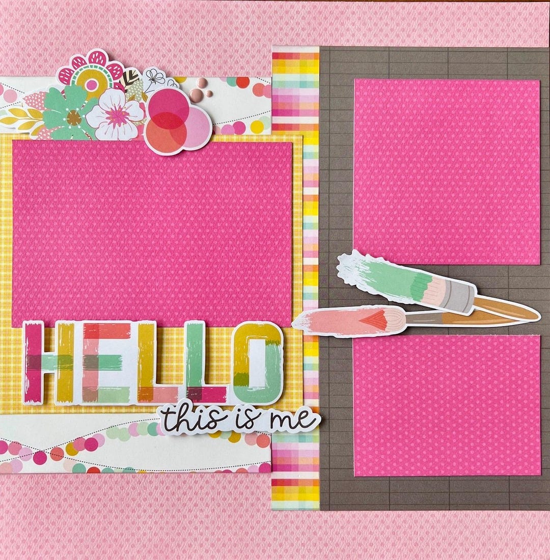 Hello This is Me 12x12 Preassembled Scrapbook Layout Page Sample - Etsy