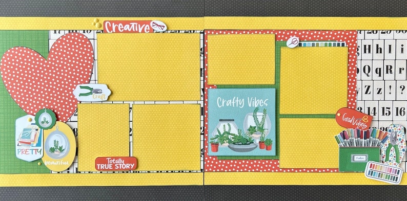 Crafty Vibes 12x12 Scrapbook Layout Page Kit - Etsy