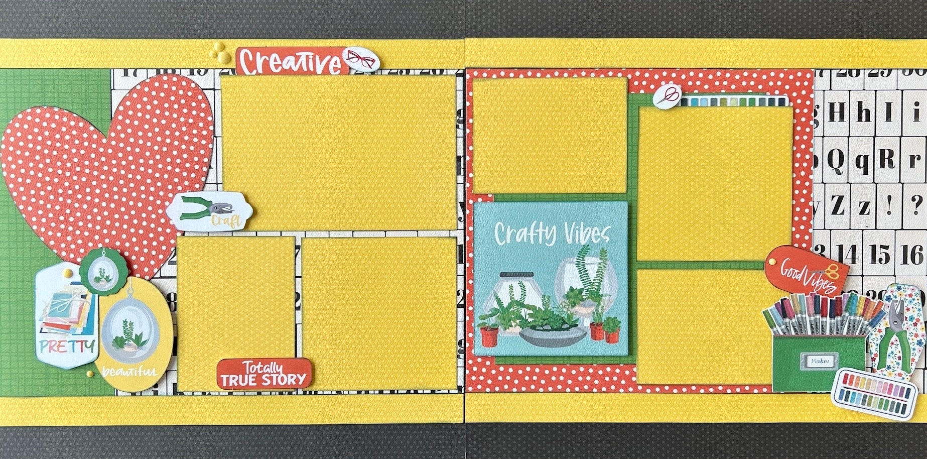Crafty Vibes 12x12 Scrapbook Layout Page Kit - Etsy