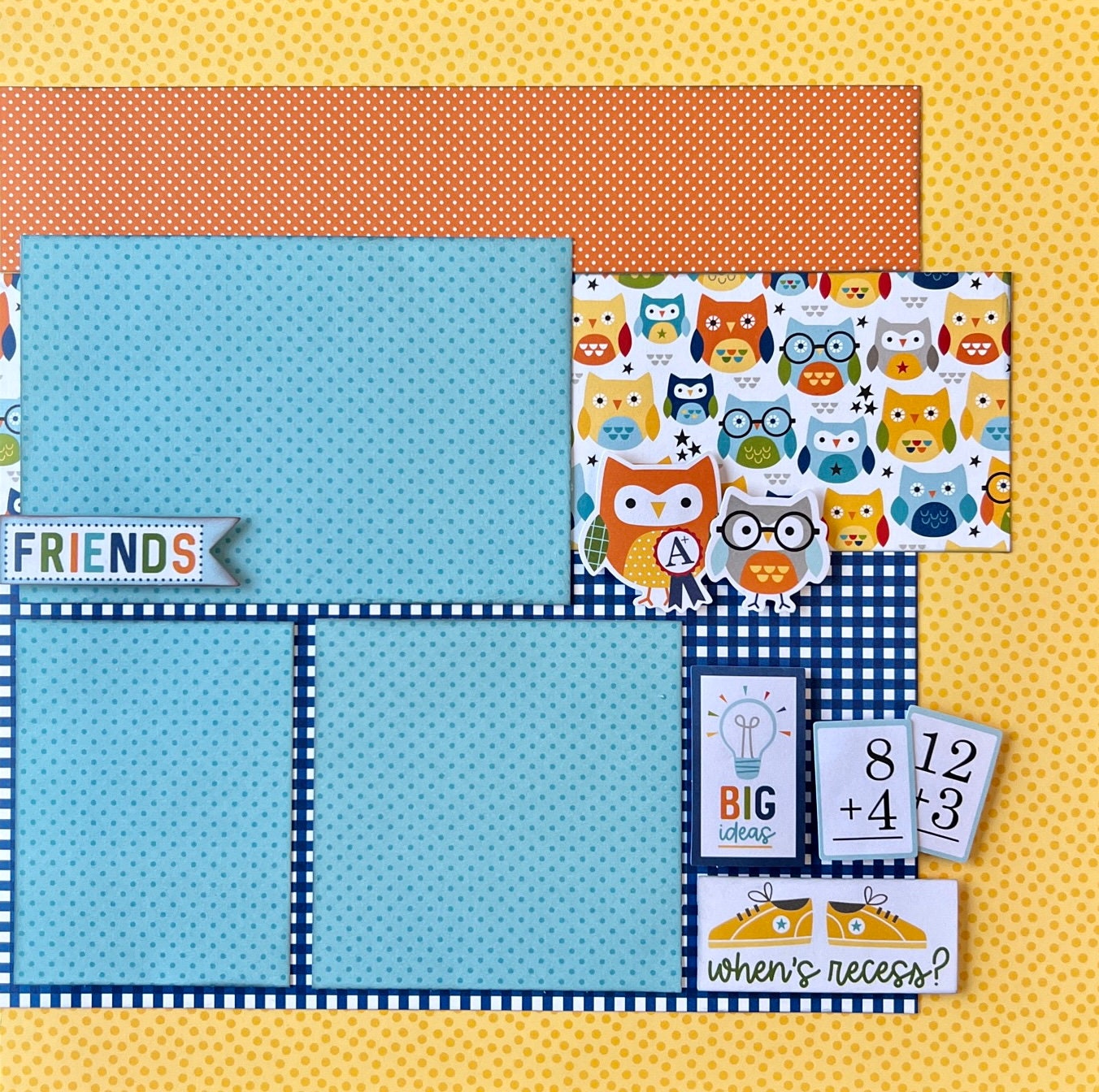 Learn 12x12 Scrapbook Layout 2 Page Kit Elementary School Etsy