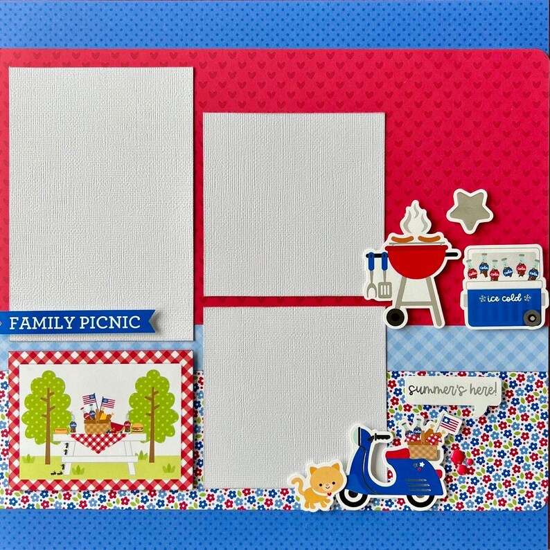 Family Picnic 12x12 Scrapbook Page Layout Kit - Etsy