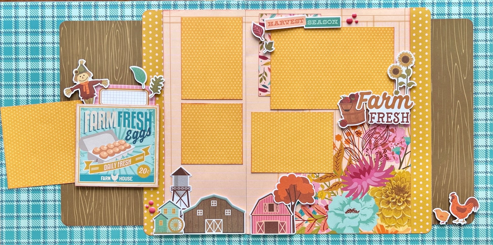 Farm Fresh 12x12 Scrapbook Page Layout Kit Fall Farm Harvest - Etsy