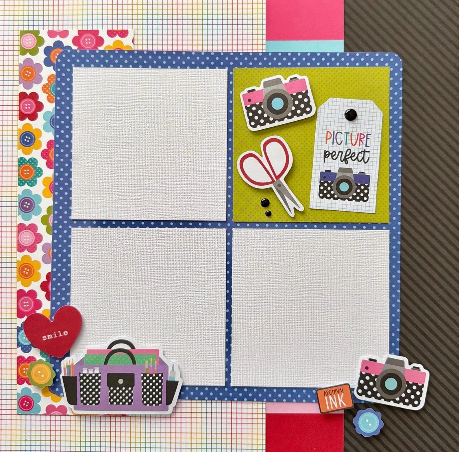 Moments & Memories 12x12 Scrapbook Layout Page Kit - Etsy