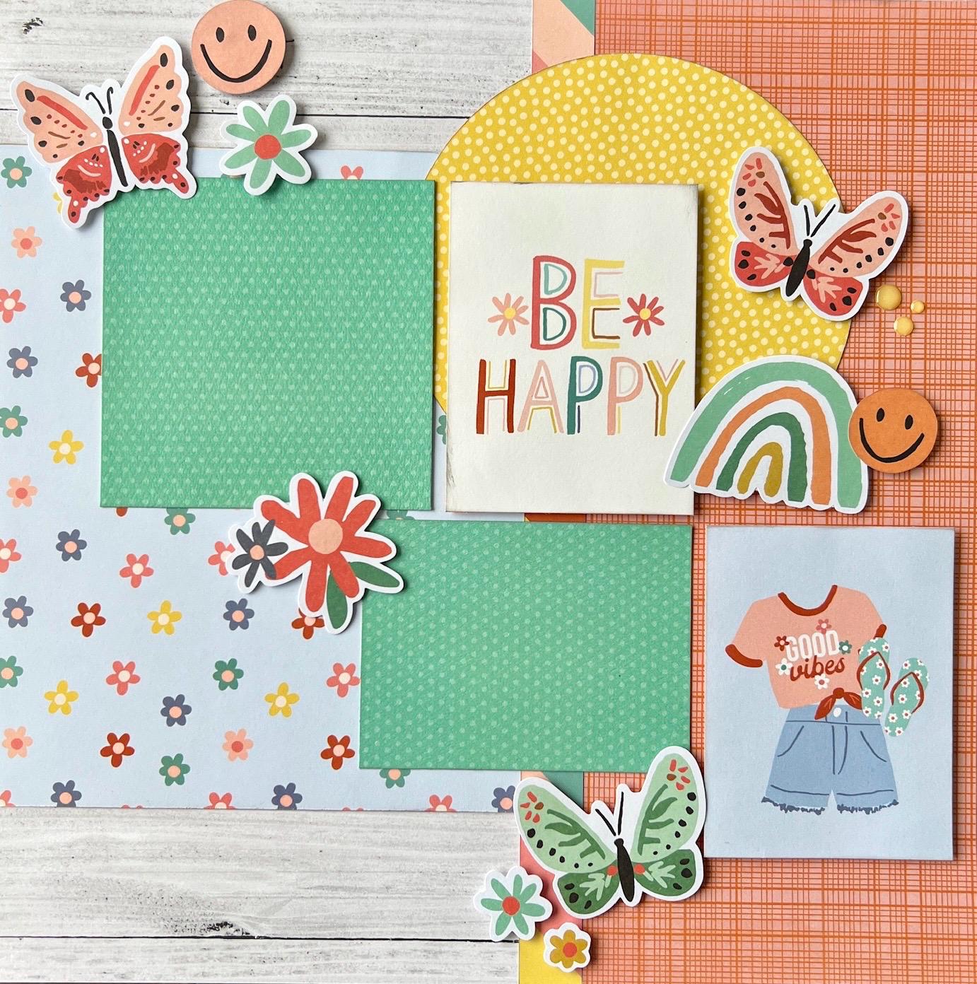 Be Happy 12x12 Scrapbook Page Layout Kit - Etsy