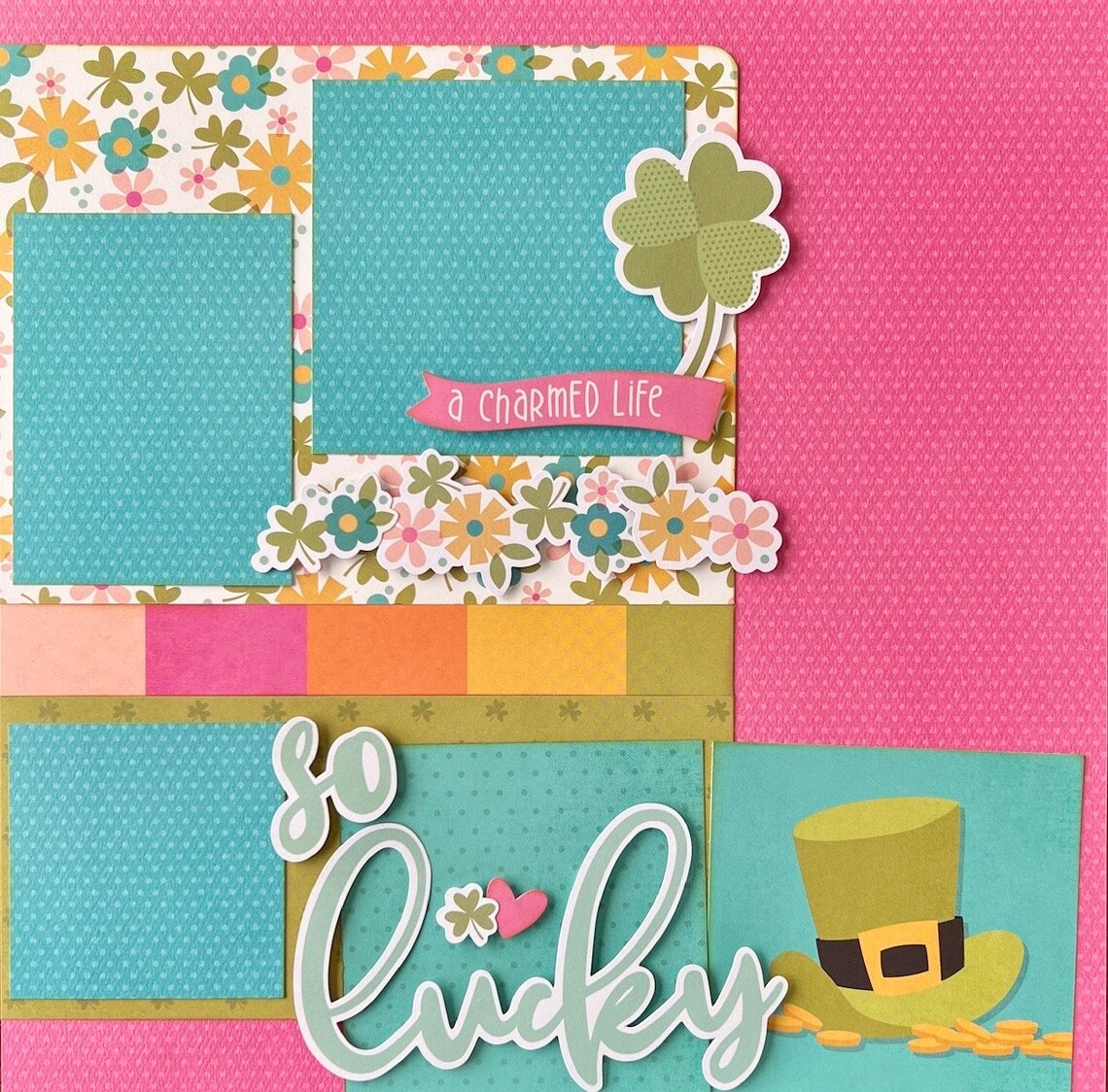 So Lucky 12x12 Scrapbook Layout Page Kit - Etsy