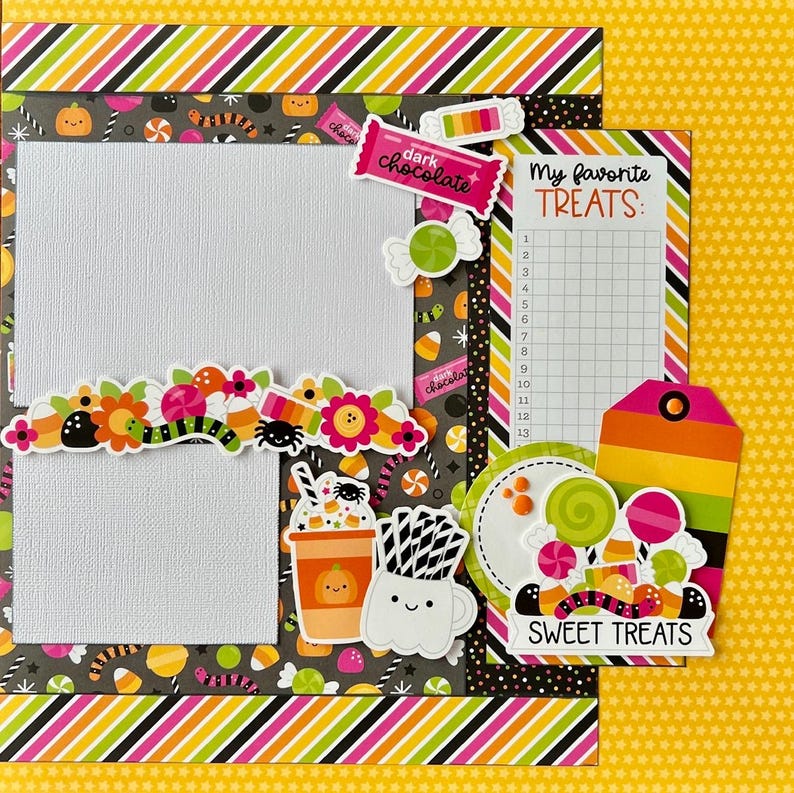 Sweet Treats 12x12 Scrapbook Layout 2 Page Kit Halloween - Etsy