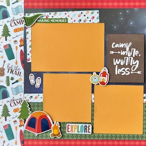 Camp More Worry Less 12x12 Scrapbook Layout Page Kit
