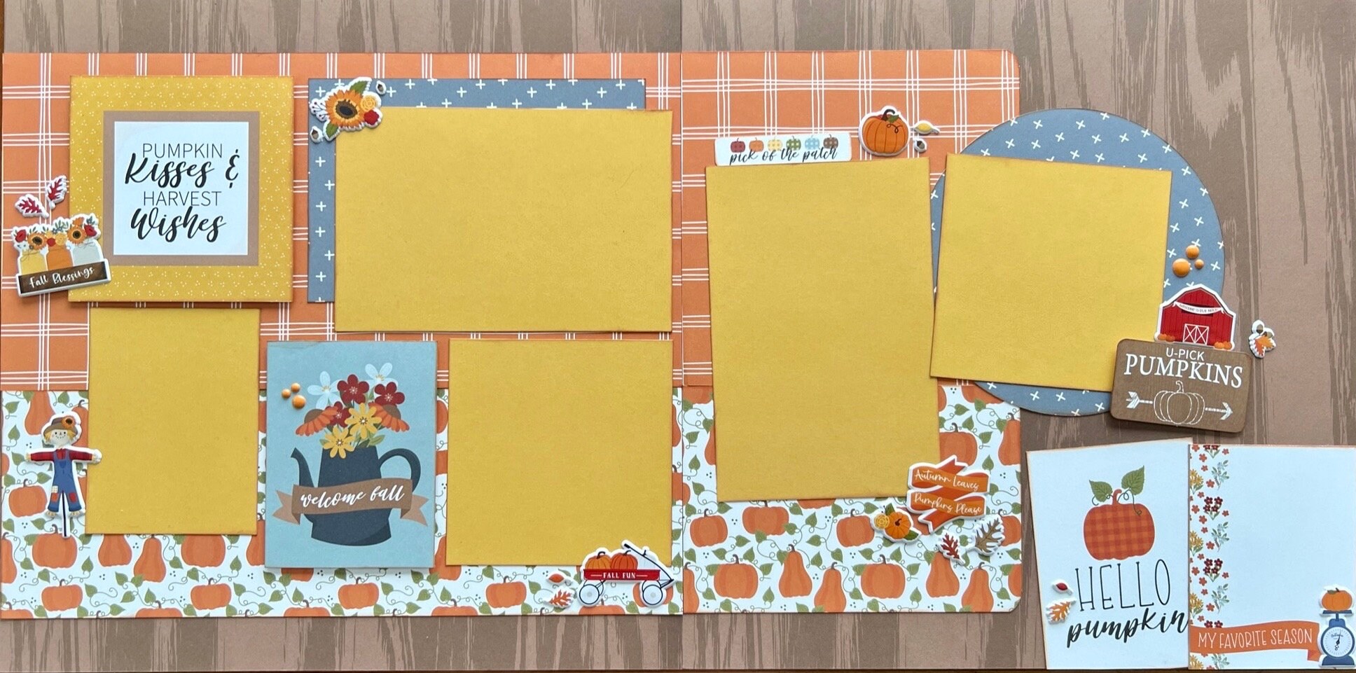 Hello Pumpkin 12x12 Scrapbook Page Layout Kit - Etsy