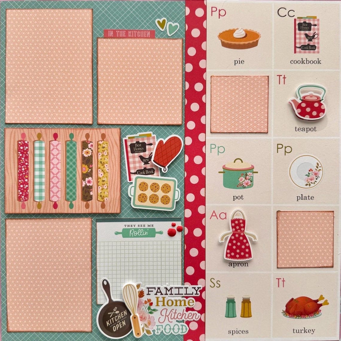 Family Recipes 12x12 Scrapbook Page Layout Kit - Etsy