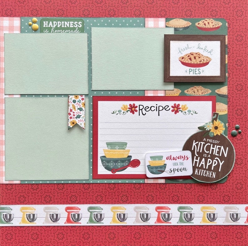 Our Kitchen is for Dancing 12x12 Scrapbook Page Layout Kit - Etsy