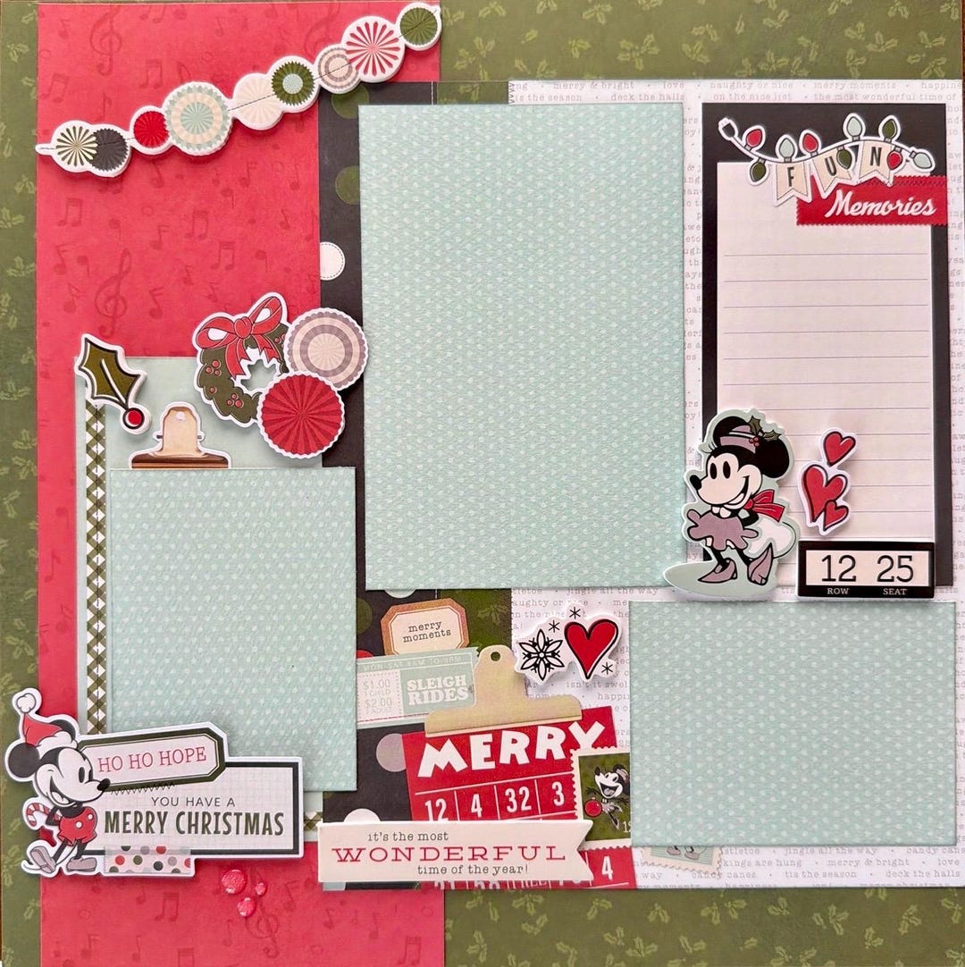 Holly Jolly (mouse) 12x12 Scrapbook Layout Page Kit - Etsy