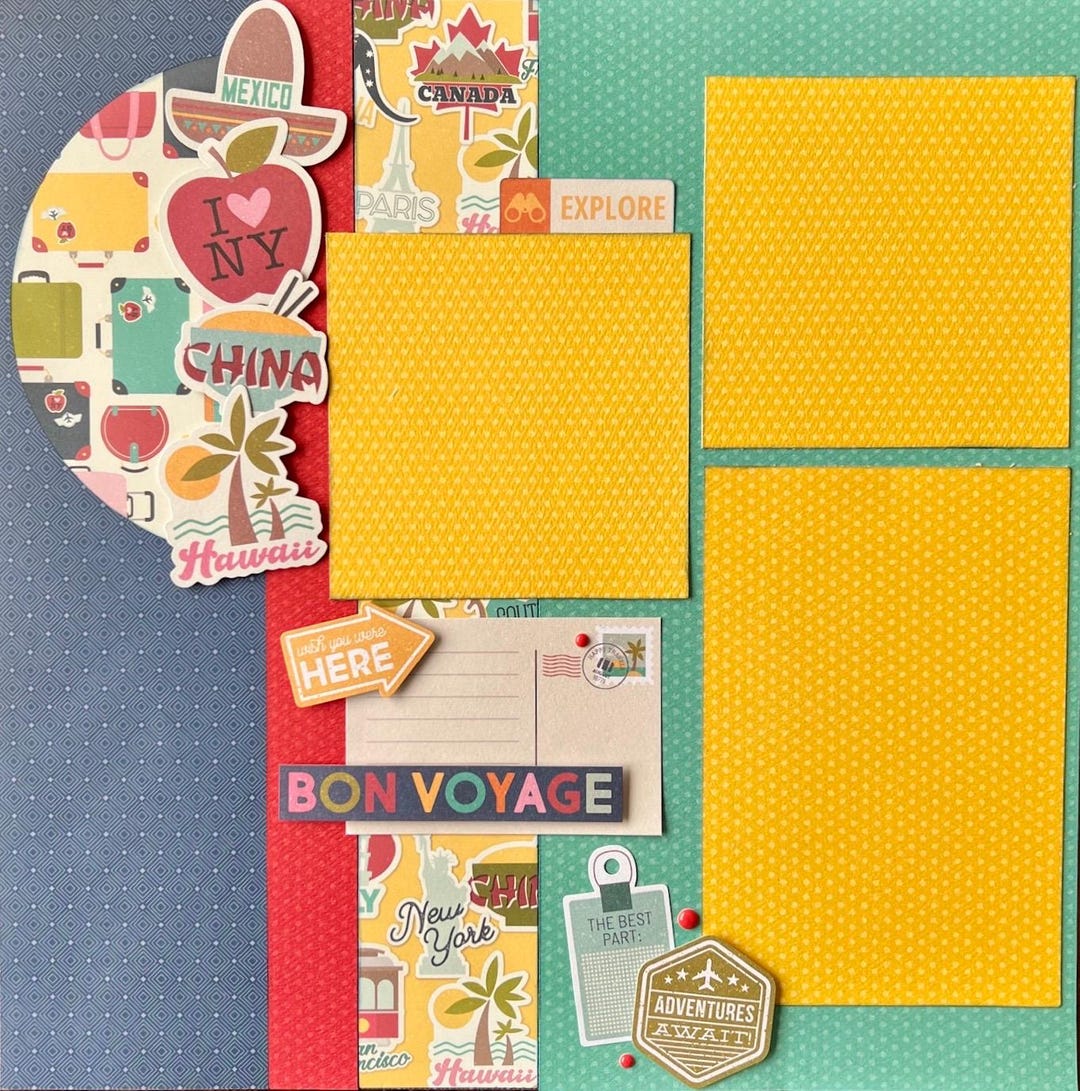 Bon Voyage 12x12 Scrapbook Page Layout Kit - Etsy
