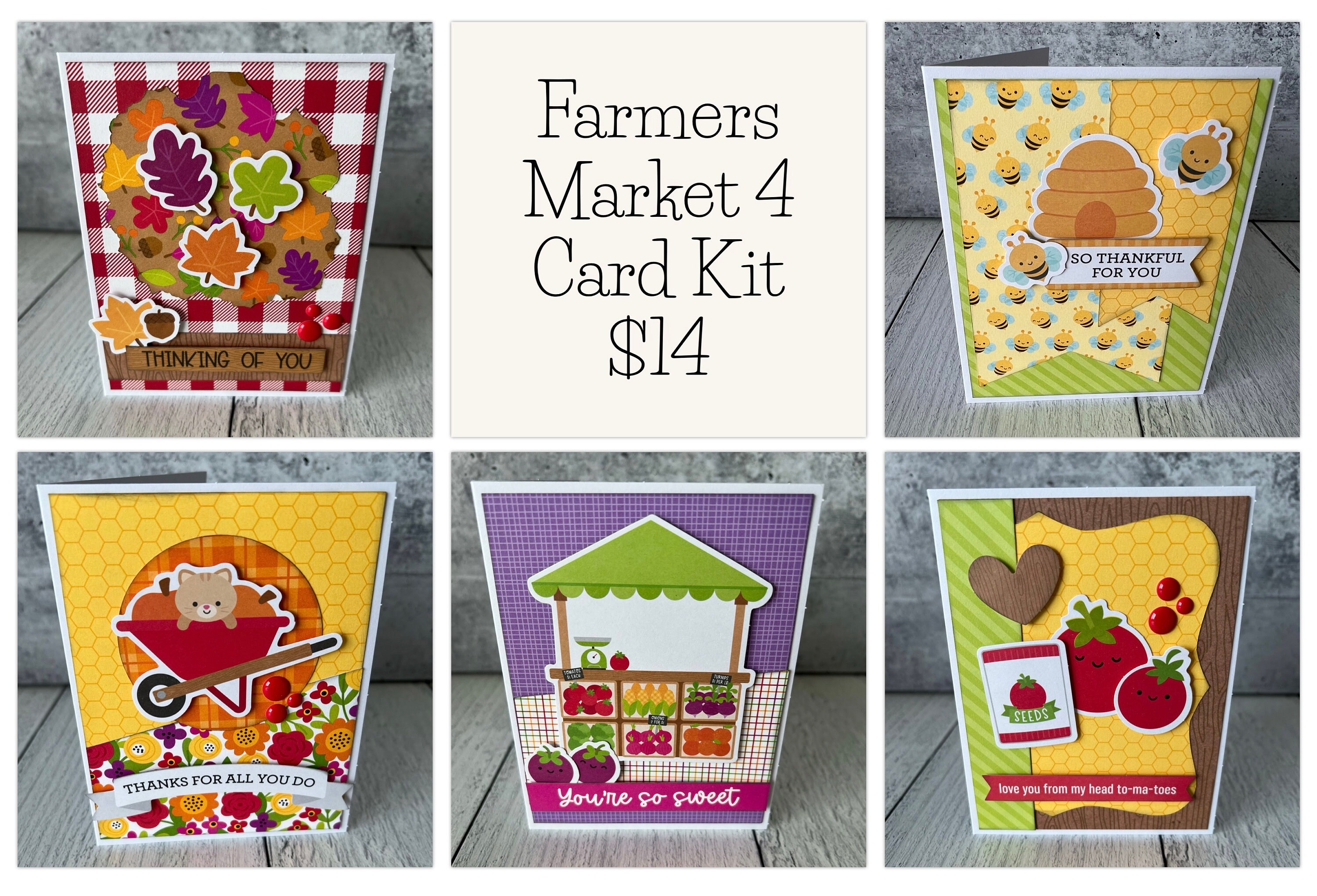 Farmers Market 4 DIY Greeting Card Kit - Etsy