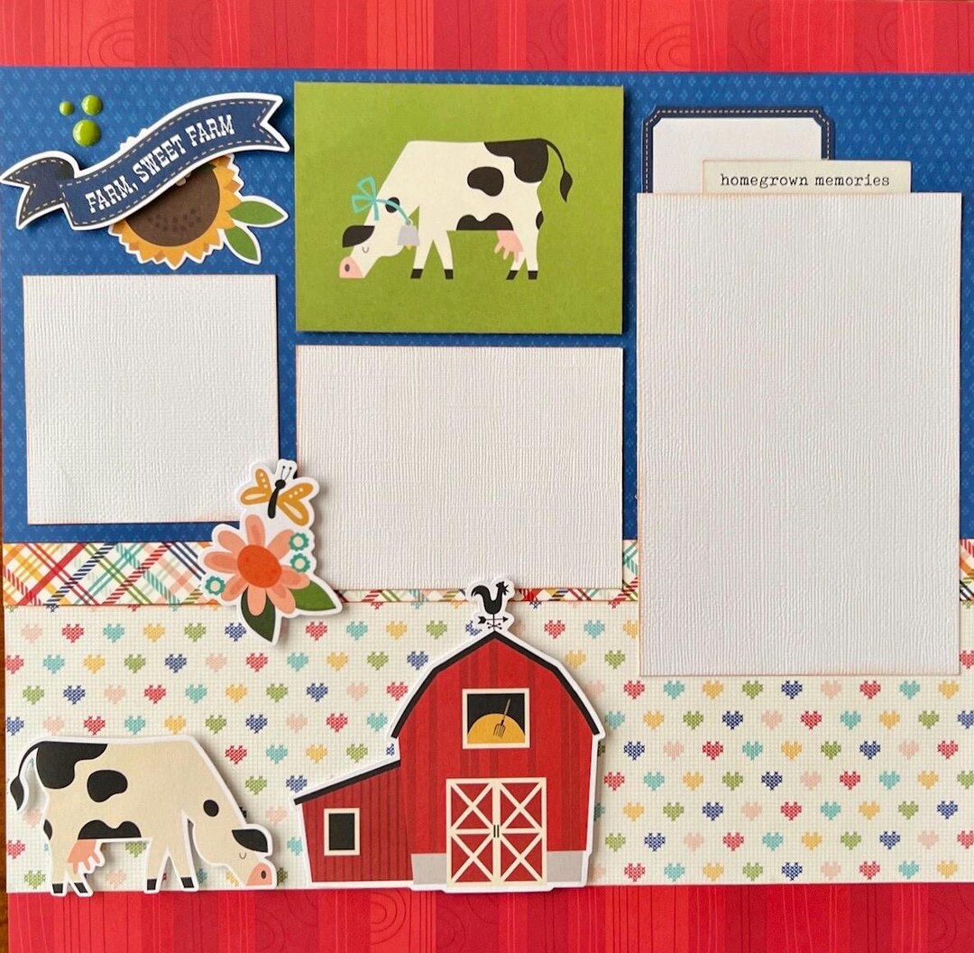 On the Farm 12x12 Scrapbook Page Layout Kit - Etsy