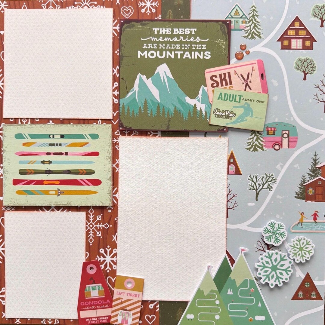 Ski Lodge (SS Lodge) 12x12 Scrapbook Layout Page Kit - Etsy