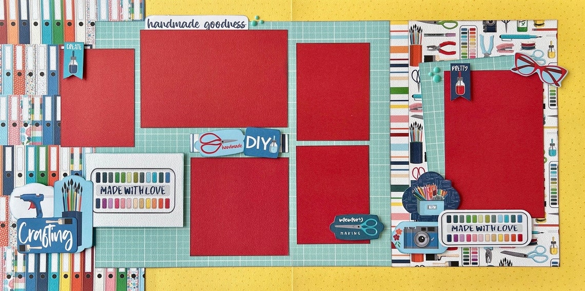 Made With Love 12x12 Scrapbook Layout Page Kit - Etsy