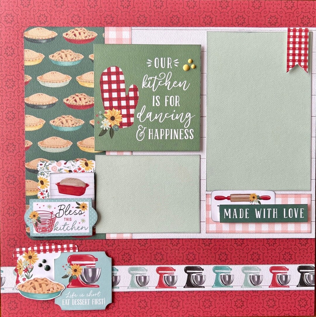 Our Kitchen is for Dancing 12x12 Scrapbook Page Layout Kit - Etsy
